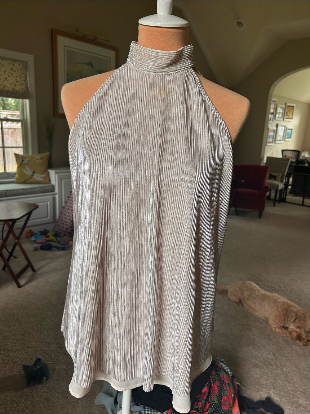 Anthropologie Pleated Halter Neck Camisole - Cream